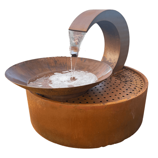 Hovedbilde Fontene Corten Vannfall med fat